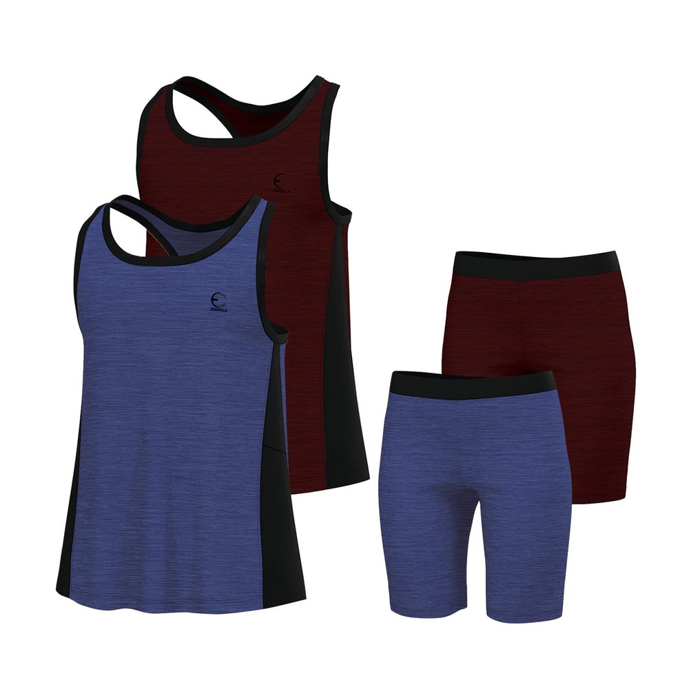 Essenclo Girls' Activewear Set - Short Sleeve Performance T-Shirt and Athletic Running Shorts Girls Clothing Outfit Size 5-14 (4 Pcs) - E2103 - Set-5-5-6