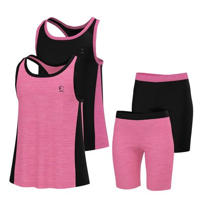 Essenclo Girls' Activewear Set - Short Sleeve Performance T-Shirt and Athletic Running Shorts Girls Clothing Outfit Size 5-14 (4 Pcs) - E2103 - Set-2-7-8