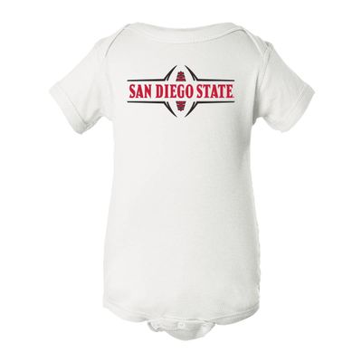 CornBorn San Diego State University Baby Onesie - SDSU Football Laces - White - 18M
