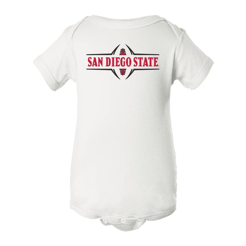 CornBorn San Diego State University Baby Onesie - SDSU Football Laces - White - 18M