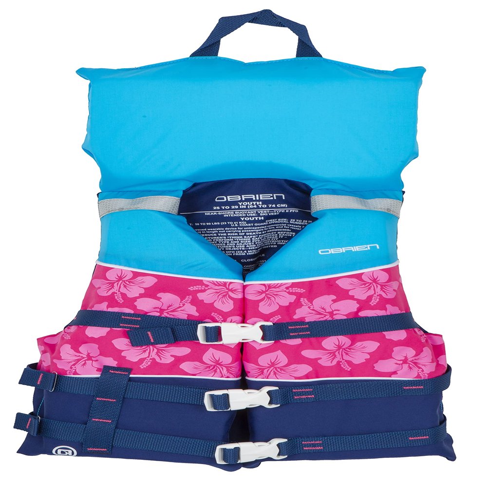 O'Brien Youth Nylon w/Collar CGA Life Jacket, Pink (50-90lbs)