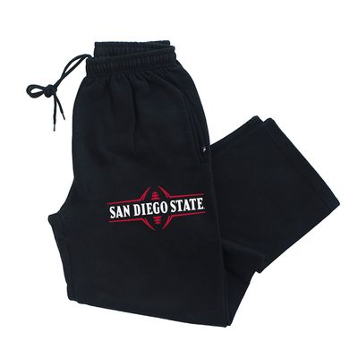 CornBorn San Diego State Sweat Pants - Premium Fleece SDSU Football Laces - Black - Medium