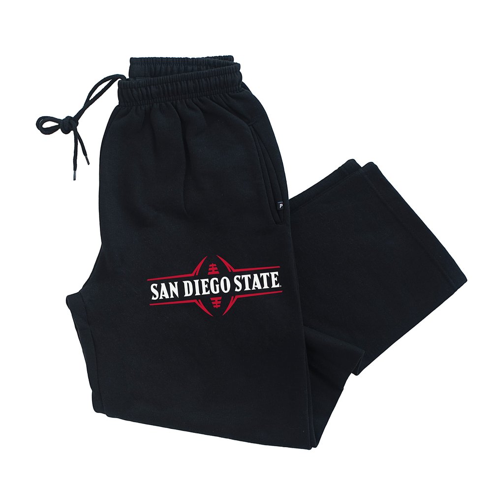 CornBorn San Diego State Sweat Pants - Premium Fleece SDSU Football Laces - Black - Medium