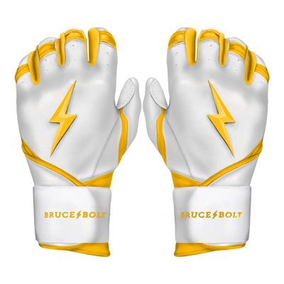 BRUCE BOLT Chrome Series Long Cuff Yellow Batting Glove - Yellow Small