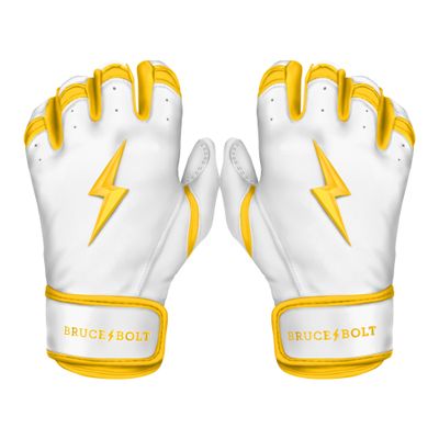 BRUCE BOLT Chrome Series Short Cuff Yellow Batting Glove - Yellow Youth XLarge