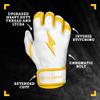 BRUCE BOLT Chrome Series Short Cuff Yellow Batting Glove - Yellow Youth XLarge view 2