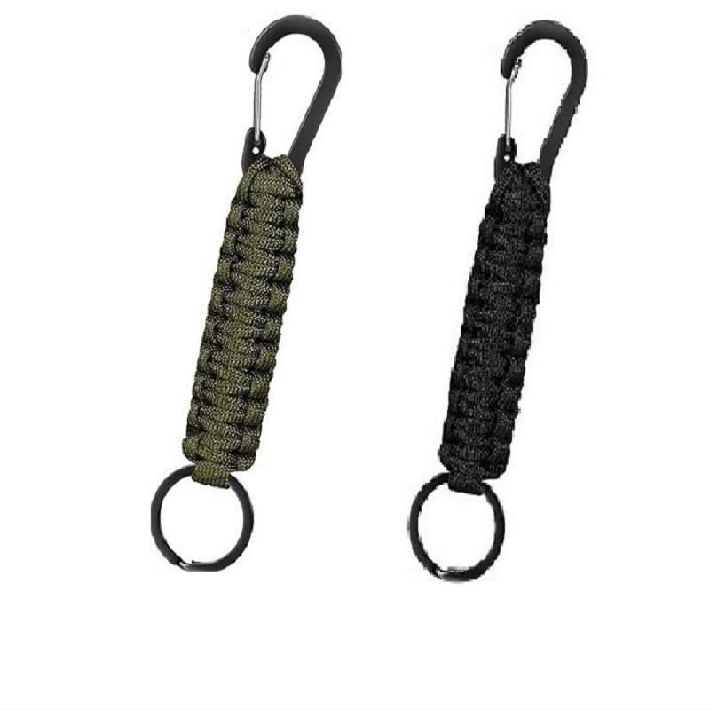 Paracord Keychains with Caranbiner (1 green 1 black)