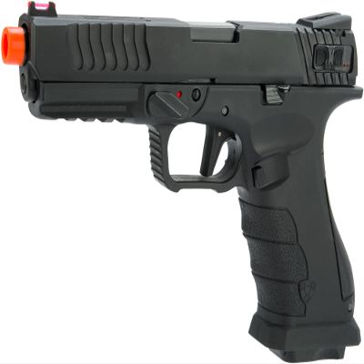Evike Airsoft - APS XTP Shark Full Automatic Select-Fire Metal Co2 Gas Blowback Airsoft Pistol (Color: Black/Standard Handle / CO2)
