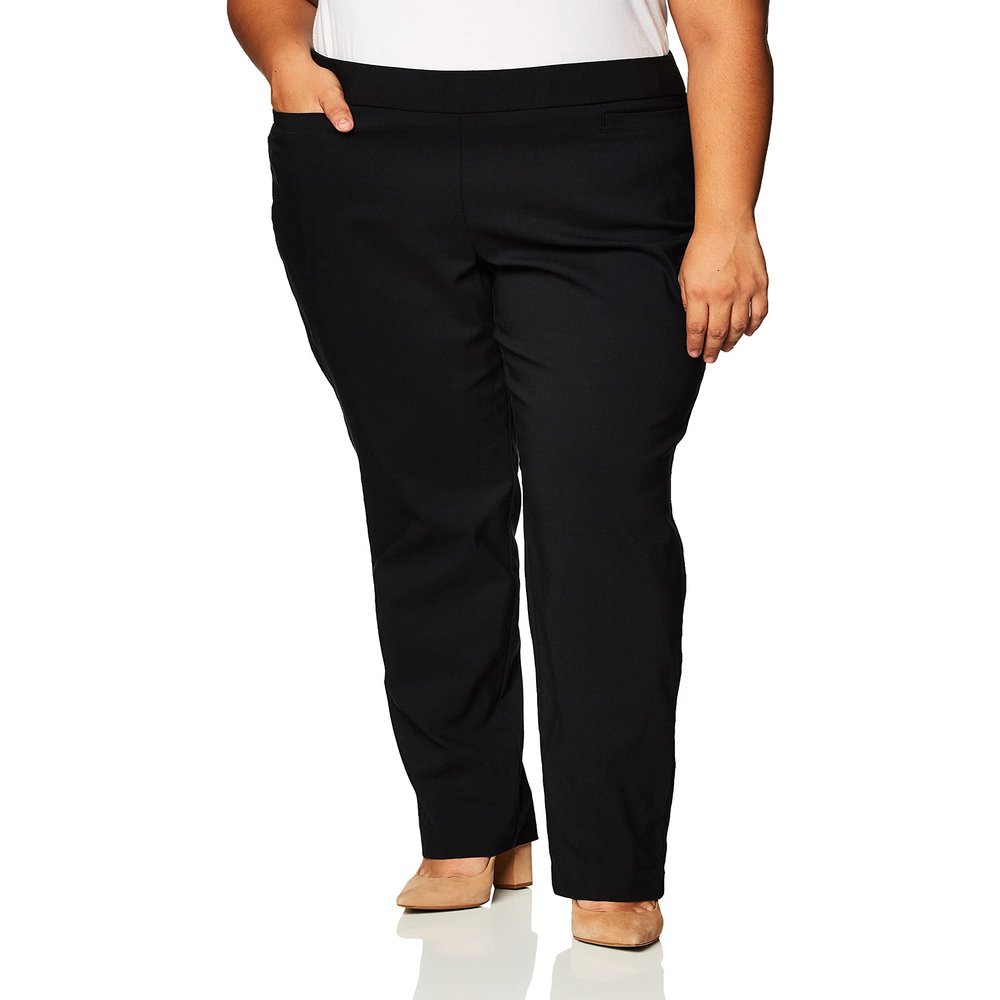 Briggs New York Women's Plus Size Super Stretch Millenium Welt Pocket Pull on Pant Black