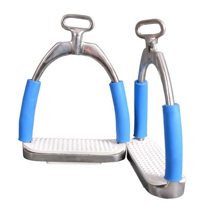 HILASON 3 in Neck Western Slanted Stainless Steel Rubber Pad Stirrups