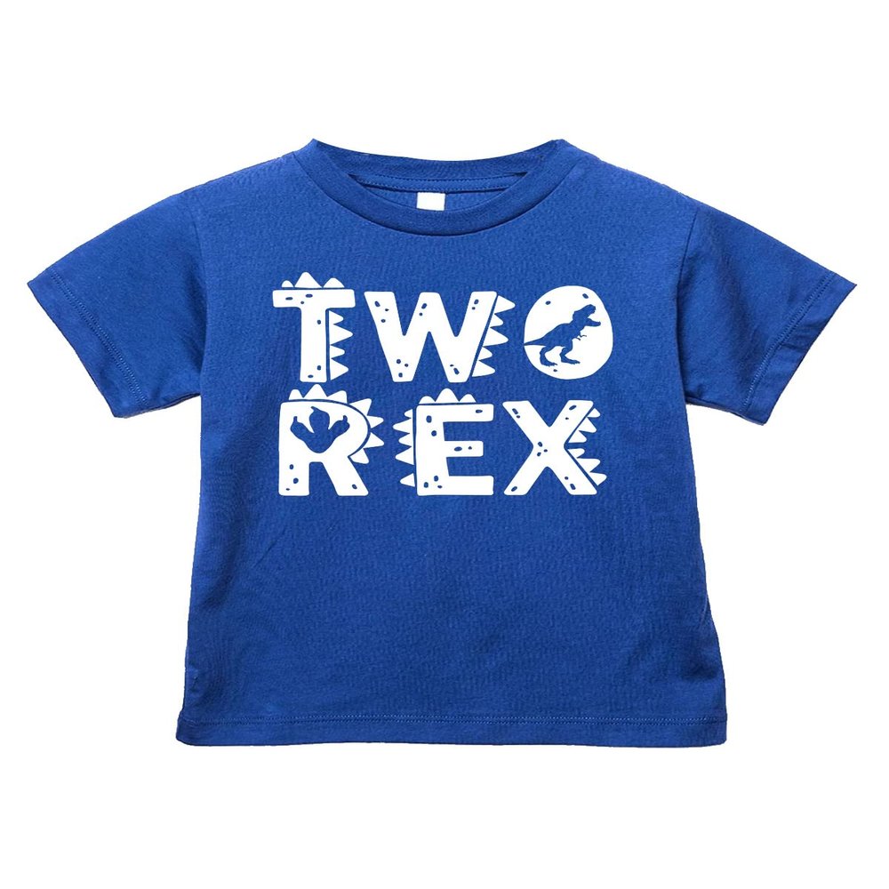 Mimi & Pop-Pops Unique Creations Two Rex Dinosaur 2nd Birthday Tee Shirt (4T, Royal Blue)