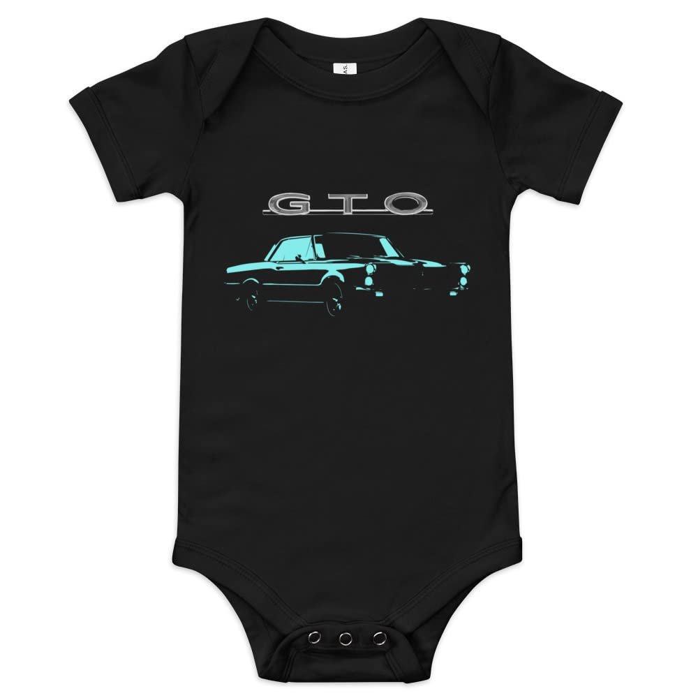 1965 GTO Miami Classic Car Club Edition Baby Onesie Short Sleeve one Piece Black
