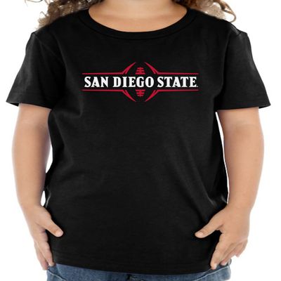CornBorn San Diego State Baby T Shirt - Toddler SDSU Football Laces - Black - 4T