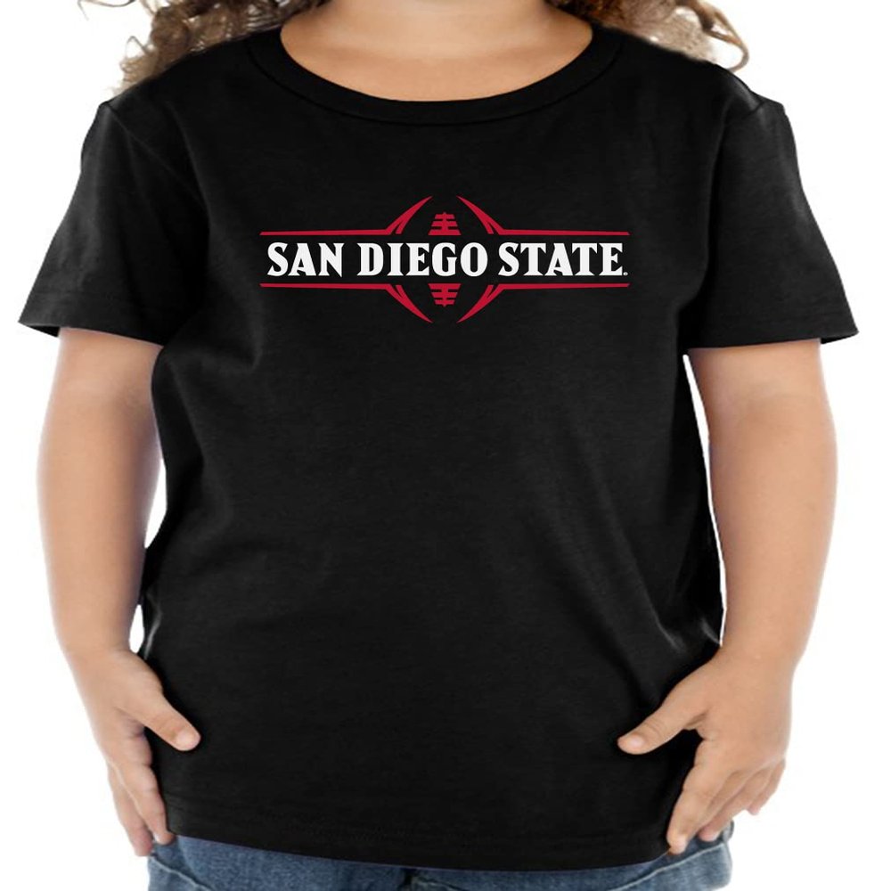 CornBorn San Diego State Baby T Shirt - Toddler SDSU Football Laces - Black - 4T