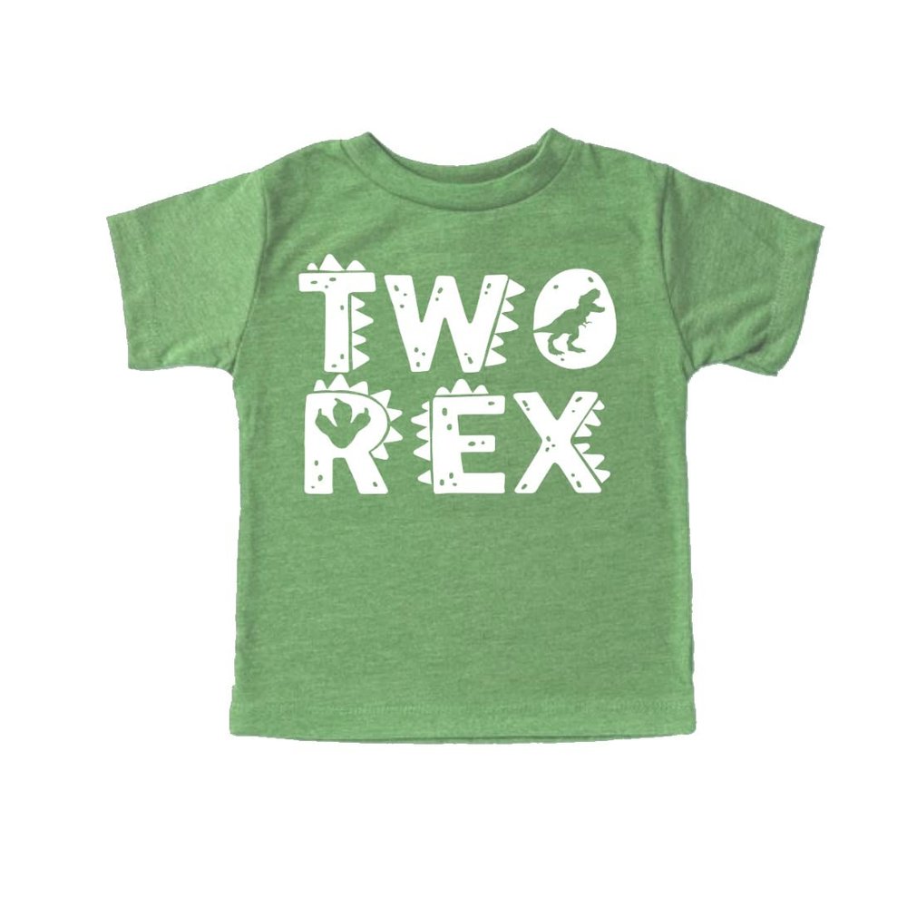 Mimi & Pop-Pops Unique Creations Two Rex Dinosaur 2nd Birthday Tee Shirt (4T, Green)