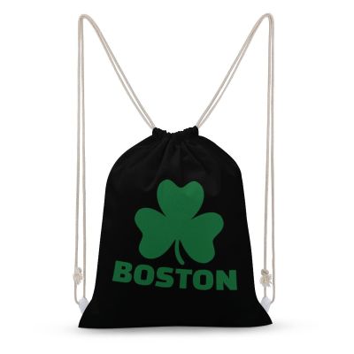 Boston Shamrock Drawstring Backpack Canvas Sports Gym Bag Durable String Bag for Men Women 30x40cm