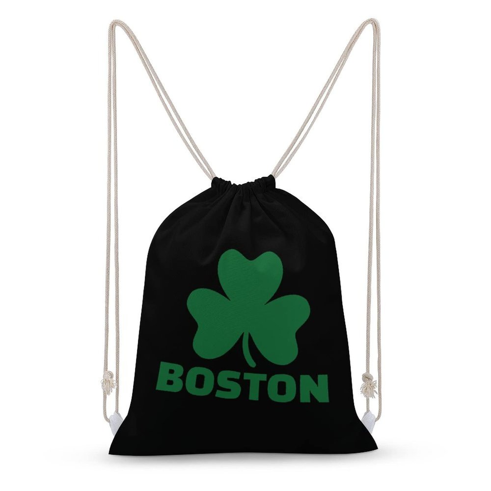 Boston Shamrock Drawstring Backpack Canvas Sports Gym Bag Durable String Bag for Men Women 30x40cm