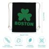 Boston Shamrock Drawstring Backpack Canvas Sports Gym Bag Durable String Bag for Men Women 30x40cm view 2