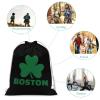 Boston Shamrock Drawstring Backpack Canvas Sports Gym Bag Durable String Bag for Men Women 30x40cm view 3