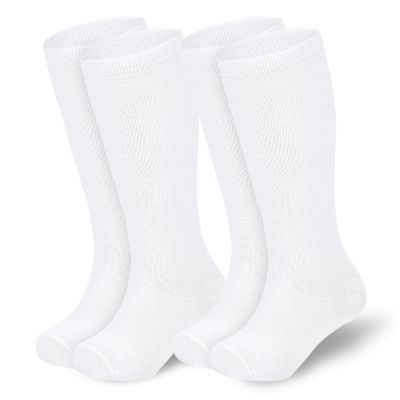 American Trends Kids White Toddler Knee High Tube Socks for Boys Girls School Uniform Long Sports Athletic Socks 2 Pack Pure White 3-6 Years