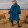 LUBOSE Womens Jackets Jackets for Women Lapel Neck Drop Shoulder Belted Coat (Color : Dusty Blue, Size : Large) view 2
