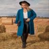 LUBOSE Womens Jackets Jackets for Women Lapel Neck Drop Shoulder Belted Coat (Color : Dusty Blue, Size : Large) view 3