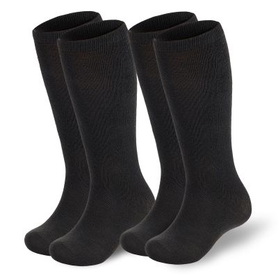 American Trends Kids Black Baseball Socks Toddler Knee High Tube Socks for Boys Girls School Uniform Long Sports Athletic 2 Pack Pure Black 3-6 Years
