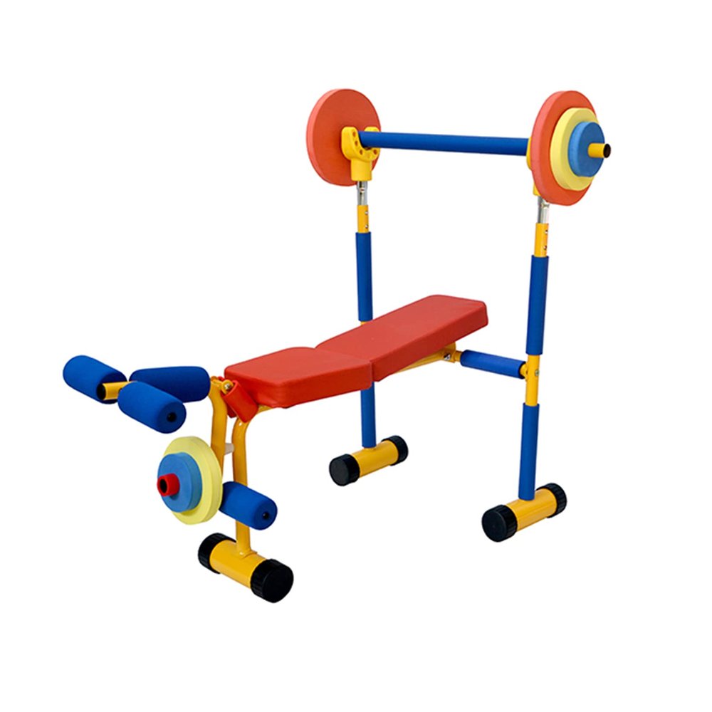 PHASFBJ Kids Fun and Fitness Equipment, Weight Bench with Weights and Barbell, Weight Bench Set for Beginner Barbell Weightlifting Exercise, Toddler Workout Equipment