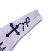 ANKOMINA Women Gothic Skull Letter Printed Two Piece Swimsuit High Cut Triangle Bikini Set for Rave Party Festival Halloween view 4