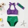 ZFZDRen 0M-3T Infant Girl Bikini Set Baby Girls Bowknot Swimwear Toddler Girl 3 Piece Bathing Suit Beach Swimsuit (18-24 Months, Mermaid-Purple) view 2
