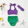 ZFZDRen 0M-3T Infant Girl Bikini Set Baby Girls Bowknot Swimwear Toddler Girl 3 Piece Bathing Suit Beach Swimsuit (18-24 Months, Mermaid-Purple) view 3