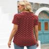 AKEWEI Womens Cotton Polo Shirts Short Sleeve Plus Size Collared Tunic Tops Business Casual Blouses Wine Polka Dot 3XL view 4