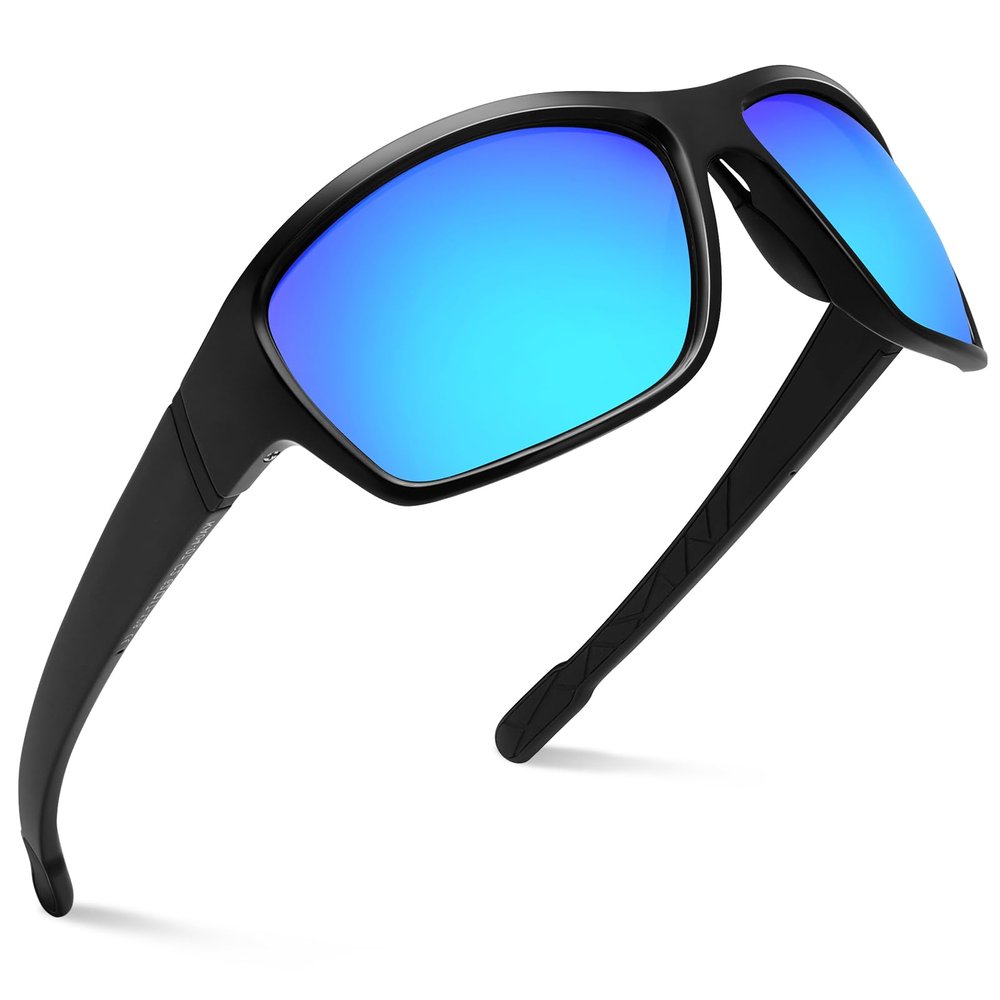 Dollger Polarized Sports Sunglasses for Men Women - Ultra Lightweight Wrap-Around, UV400 for Running, Cycling, Driving, FishingBlue