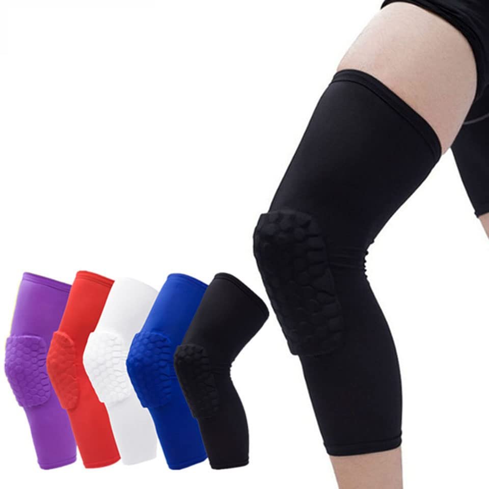 WZRWAN 1Pair Basketball Knee Pads Sleeve Honeycomb Brace Elastic Kneepad Protective Gear Patella Foam Support Volleyball Support (M, blue)