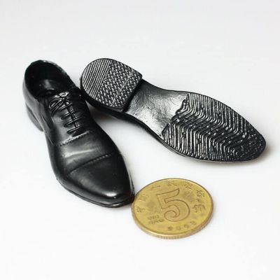 1/6 Scale Fashion Black PU Leather Men's Shoe with feet for 12" Male Figure Body