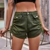 Uillui Summer Cargo Shorts for Womens Juniors 5" Comfy High Waisted Wide Leg Denim Shorts Drawstring Side Casual Short Jeans view 2