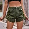 Uillui Summer Cargo Shorts for Womens Juniors 5" Comfy High Waisted Wide Leg Denim Shorts Drawstring Side Casual Short Jeans view 4