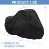 AkiiGer Adult Tricycle Cover Waterproof Outdoor, Bike Covers for 2 Bicycles, Sun Dust Wind Proof Bicycle Cover with Lock Hole, 90.6"L, Ripstop Material, Easy to Carry-Black view 2