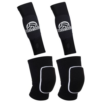 obmwang 2 Pieces Volleyball Accessories Including Volleyball Knee Pads and Arm Sleeves with Protection Pads and Thumb Hole for Women Girls Teens(Black)