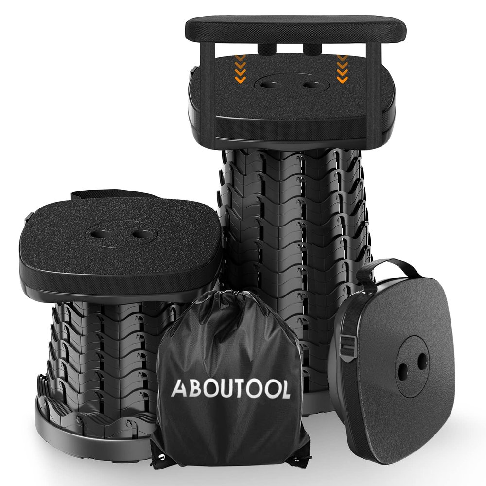 aboutool Collapsible Stool with Soft Removable Cushion & Waterproof Carry Bag - Lightweight Folding Stool, 485lbs Capacity, Portable for Adults, Camping, Fishing, Hiking, Outdoor, Travel