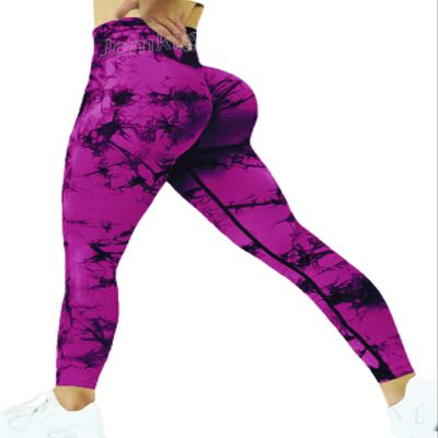 Jomkig Tie Dye Seamless Leggings for Women High Waist Workout Yoga Pants Scrunch Butt Lifting Compression Tights Rose Red Small