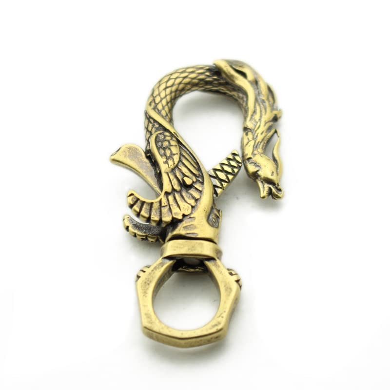 1Pcs DIY Brass Creative DIY Fish Dragon car Key Buckle Belt Pendant Keychain Fortune Buckle Personality Key Accessories()