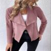 GLOPUK Women's Jackets Jackets for Women Waterfall Collar Open Front Suedette Jacket Jacket (Color : Dusty Pink, Size : Large) view 3