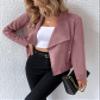 GLOPUK Women's Jackets Jackets for Women Waterfall Collar Open Front Suedette Jacket Jacket (Color : Dusty Pink, Size : Large) view 4