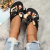 Black Sandals Women Flat, Women's Fashion Slippers Peep-Toe Summer Casual Clip Toe Beach Sandals Lace-Up Comfortable Cute Sandals view 2