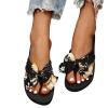 Black Sandals Women Flat, Women's Fashion Slippers Peep-Toe Summer Casual Clip Toe Beach Sandals Lace-Up Comfortable Cute Sandals view 4