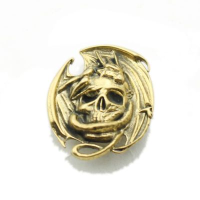 1Pcs Wing Dragon Skull Fortune Buckle Stitching Brass Retro Cuba Buckle Ornaments Decorative Buckle Button dust Buckle()