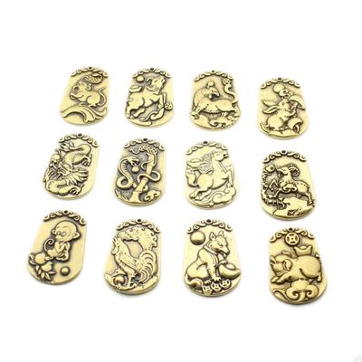 1Pcs  Antique Creative Twelve Zodiac Baosheng Xiao Brand Key Buckle Umbrella Rope Pendant Pendant Brass Retro()