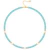 18K Gold Plated Turquoise Beaded Pearl Pendant Chain Choker Necklace Boho Vintage Handmade Blue Turquoise Abacus Beads Adjustable Necklace for Women view 1