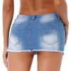 XUNZOO Women's Micro Mini Booty Skirt Flirty Low Rise Ruffled Jean Skort Denim Skater Pole Dance Wear LightBlue X-Large view 3